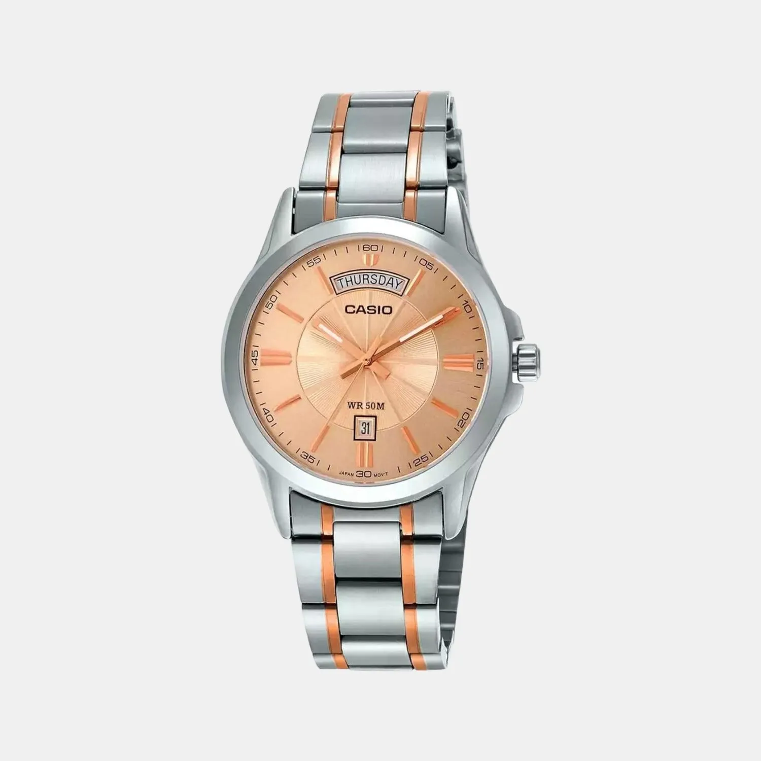 Enticer Men's Analog Stainless Steel Watch A1771 - MTP-1381HRG-9AVIF