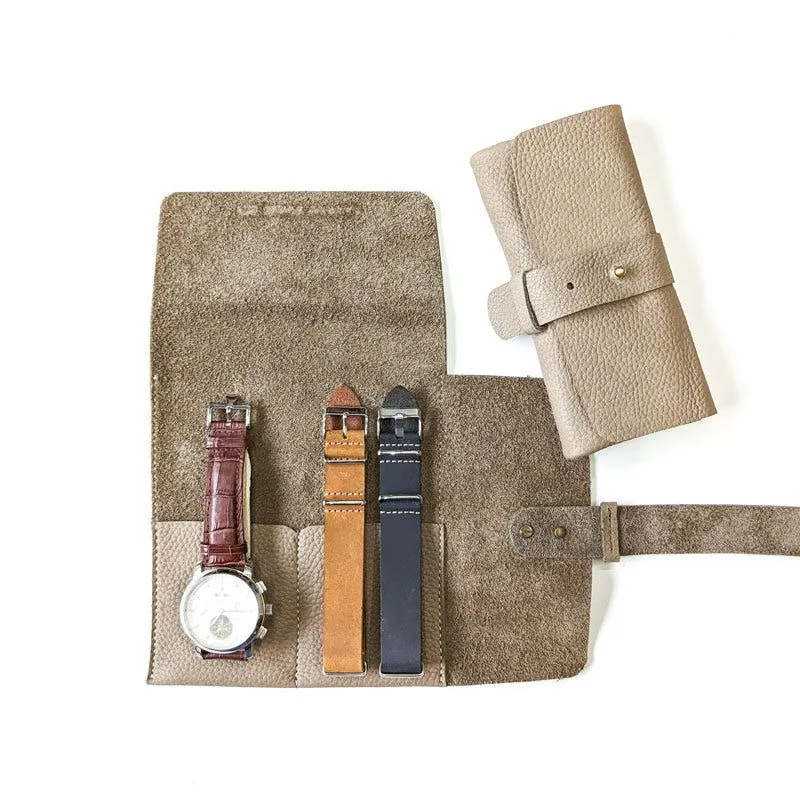 Leather Watch Roll - Small / Clay
