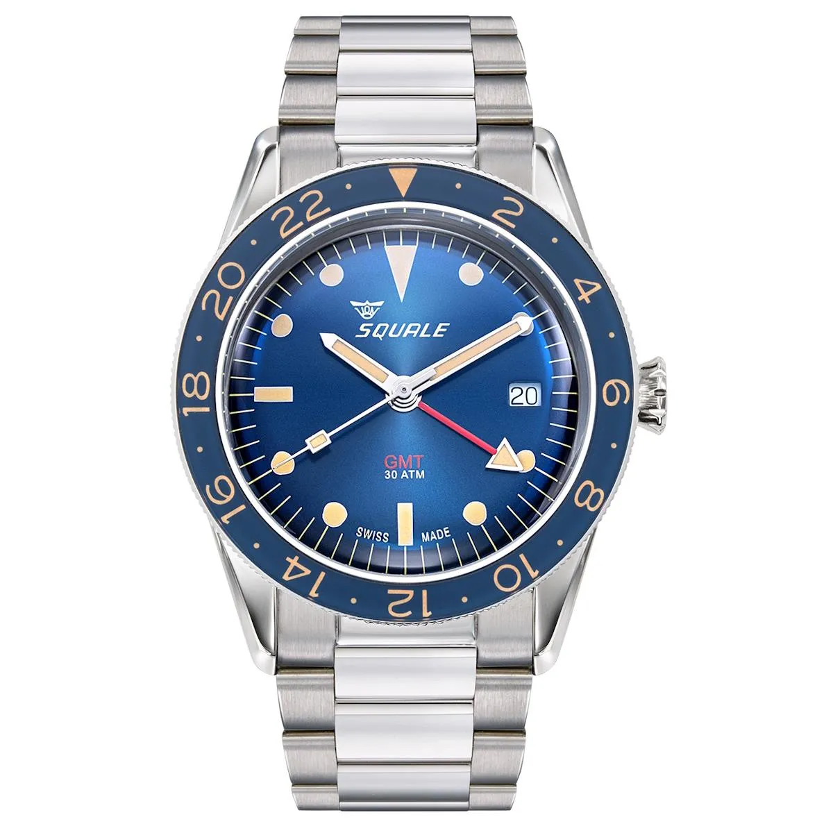 Squale SUB39GMTB Blue on Stainless Steel Bracelet
