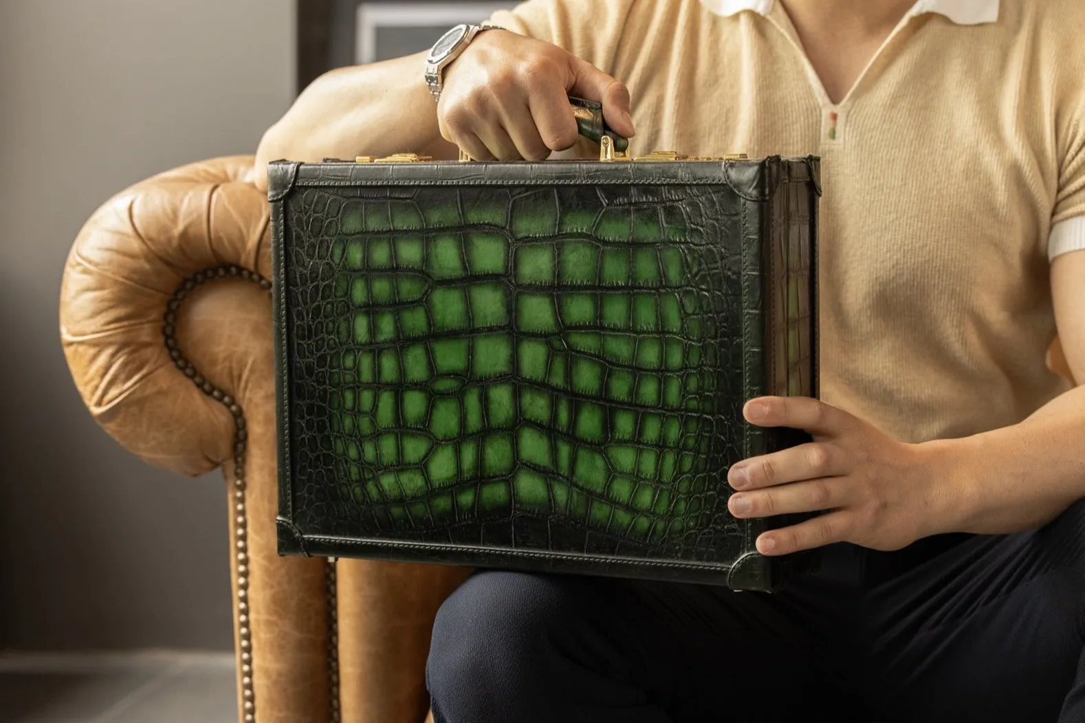 Watch Collector Case - CP Patina Green For 10 Watches